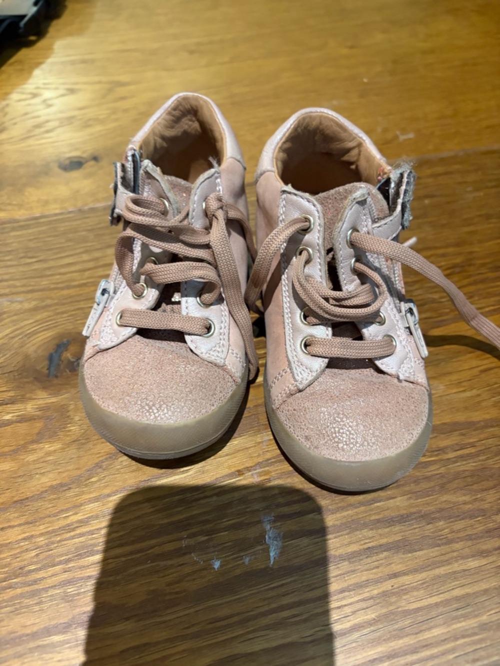 Girls Pink Lace-Up & Zip Casual Sneakers